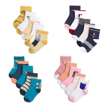 

Quality 5 pairs/lot Cartoon Dinosaur Soft Summer Spring Autumn Thick Cotton Knit Baby Socks Kids Boy Newborn Socks
