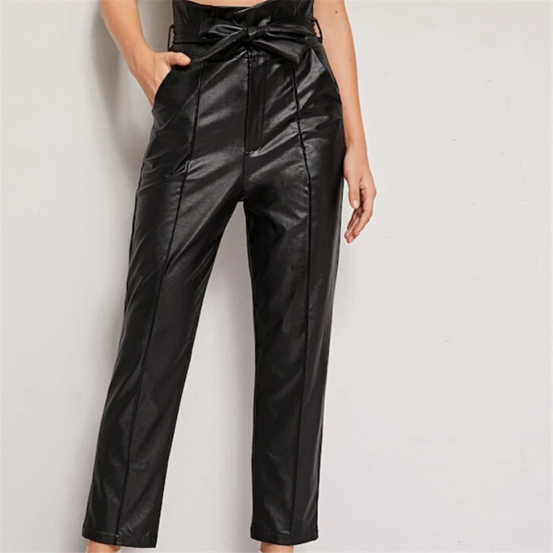 black satin skinny trousers womens