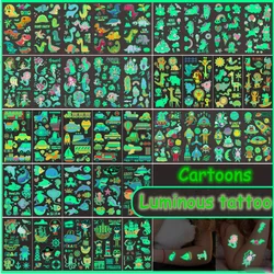 Autocollants de tatouage lumineux pour enfants, visage, voiture temporaire, sirène, dinosaure, mignon, ZC, 5 pièces/ensemble 