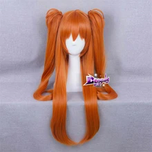Косплей микс Рождество Хэллоуин вечерние женские аниме конский хвост Длинные оранжевые Волнистые Косплей синтетический парик термостойкий+ парик cap