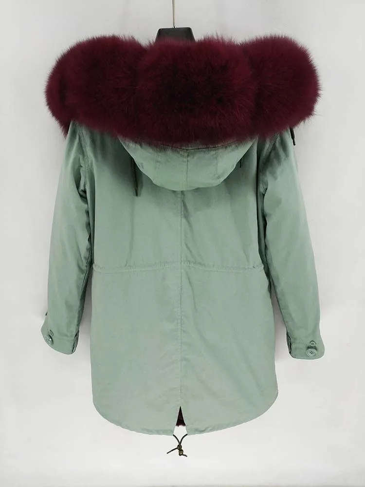 color 24 Furlove зимняя куртка Женское пальто из натурального меха длинная парка натуральный Лисий меховой капюшон, воротник верхняя одежда уличная Роскошная модная новинка - Цвет: color 24