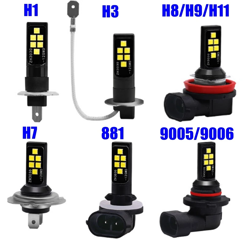 2 шт. H8 H11 HB4 9006 H9 H1 H3 H7 881 Противотуманные фары Cree Chip Светодиодный 1200LM Автомобильная