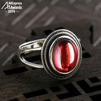 

10*8mm 6.18 Sale S925 Sterling Silver Australia Ruby Rings good taste Rings handicraft Gemstone Retro Chalcedony