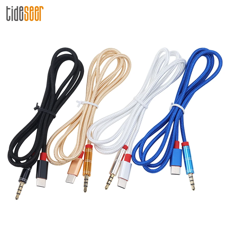 100CM USB Type C To 3 5mm Aux Audio Cable Speaker Headphone Jack Adapter Car AUX Cord for Huawei Samsung Xiaomi 300pcs