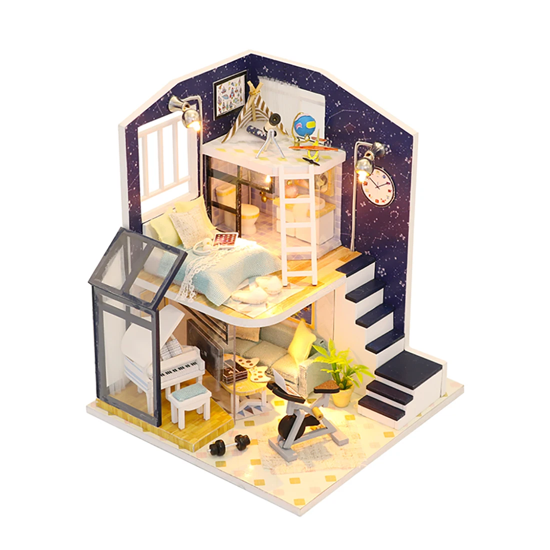 

DIY Creative Handmade Theme Wooden Cabin Assembly Building Model Toy Set with Light and Music - Desco Forever