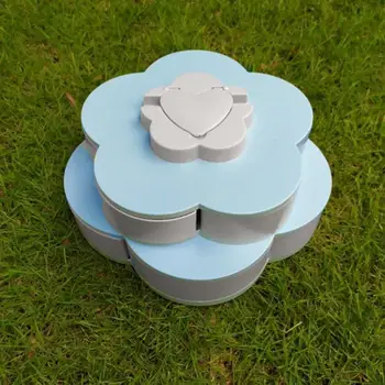

Double layer Plastic Petal Rotating Fruit Box Flower Candy Box Plum Blossom Rotating Snack With Holder Dried Fruit Box
