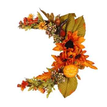 

New Wreath Home Party Decoration Wreath Fall Wreath Moon-shaped For Halloween Thanksgiving Day Home Decor Dropshipping