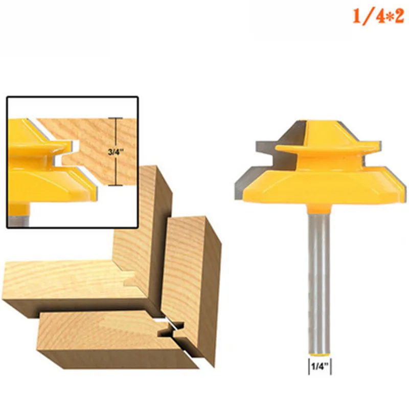 45 Degree Lock Miter Router Bit 1/2'' 1/4'' 8mm Shank Woodworking Tenon Milling Cutter Tool Drilling For Wood Carbid |