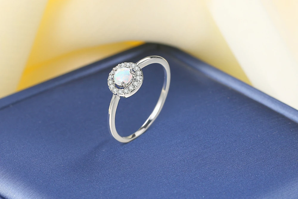 ZHOUYANG Ring For Women 4mm Small OPAL STONE Simple Style Silver Color Finger Ring Fashion Jewelry Gift For Girls ZYR848 ZHOUYANG Ring For Women 4mm Small OPAL STONE Simple Style Silver Color Finger Ring Fashion Jewelry Gift For Girls ZYR848