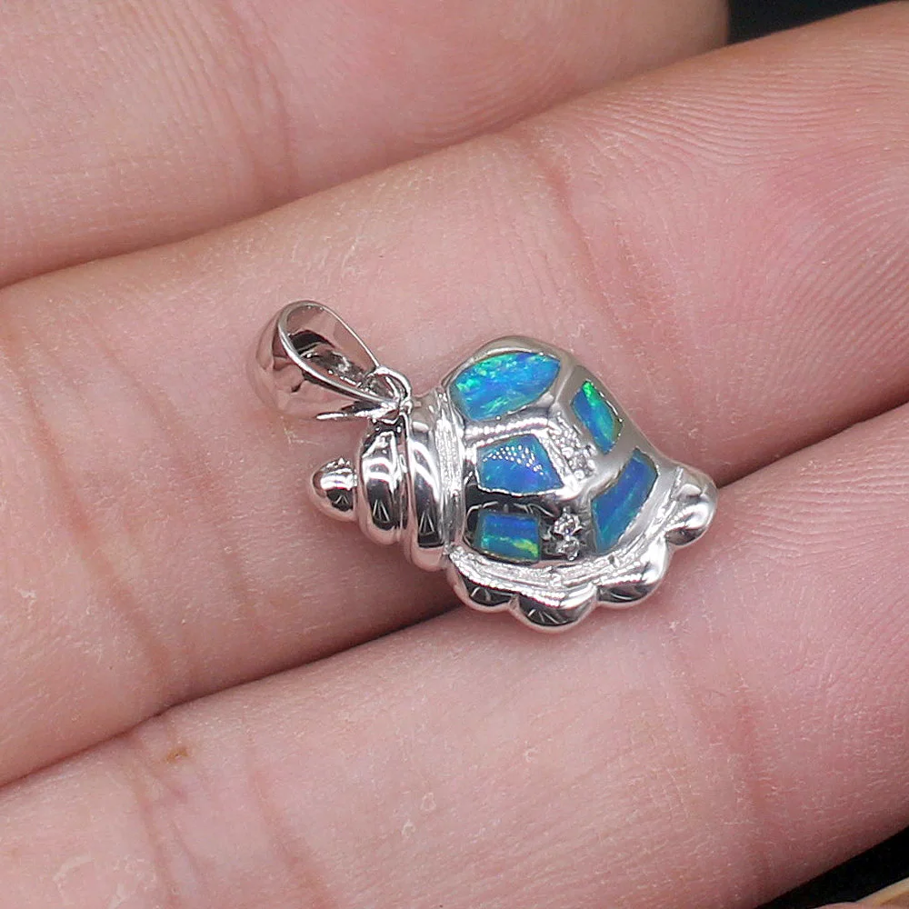 Gemstonefactory Jewelry Big Promotion 925 Silver Trendy Blue Opal Conch Shape Women Ladies Gifts Necklace Pendant 20214521