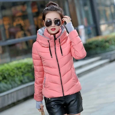 ZOGAA зимняя куртка женская зимняя верхняя одежда размера плюс S-3XL с длинным рукавом Толстая хлопковая повседневная куртка тонкое пальто - Цвет: Розовый