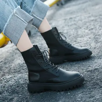 

Women's British wind boots 2019 new handsome wild autumn breathable knitting locomotive boots single boots ZZ-89