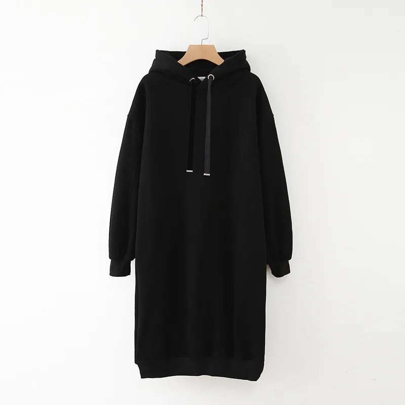 Blvyisla 5XL размера плюс с длинным рукавом шнурок толстовки с капюшоном женские повседневные длинные толстовки Зимние флисовые теплые пуловеры - Цвет: Черный