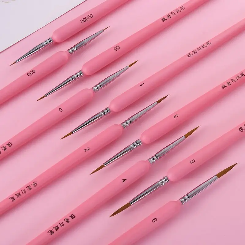10Pcs/set Wolf Hair Hook Line Pen Fine Paint Brush Pen Set Artist Watercolor Acrylic Painting Brush Art Drawing Supplies 5