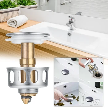 

New 1PC Universal Wash Basin Bounce Drain Filter 2 in 1 Shower Floor Sink Drain Vanity Stopper Bathtub Bathroom Accessories