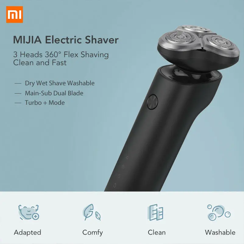 

Xiaomi Mijia Electric Shaver for Men Rechargeable Flex Razor 3 Head Dry Wet Shaving Machine Beard Trimmer Washable Dual Blade
