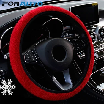 

37-38cm Universal Car Steering Wheel Cover Elastic Soft Warm Plush Sweater Steering-Covers Interior Accessories Car-styling