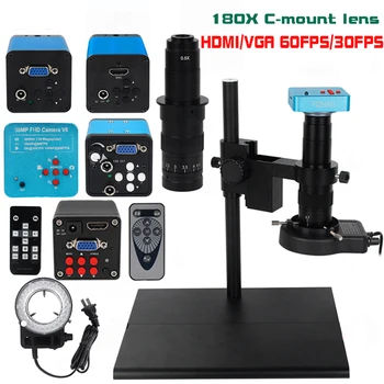 

HDMI VGA 38MP HD USB TF Big Workbench Stand Monocular Microscope Digital Camera Lens LED Light Fine Repair Phone Soldering