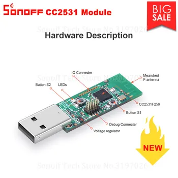 

Sonoff Zigbee CC2531 USB Dongle Module Bare Board Packet Protocol Analyzer USB Interface Dongle Supports BASICZBR3 S31 Lite zb