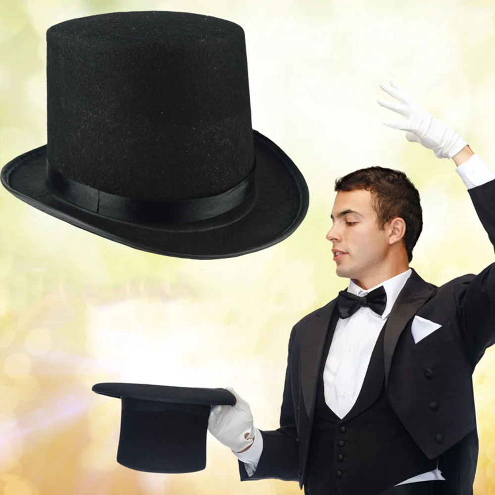 

Performing Cap Black Jazz Hat Stage Performance Magician Hat Gentleman Crown Hot Hats Dance Dress COS Props