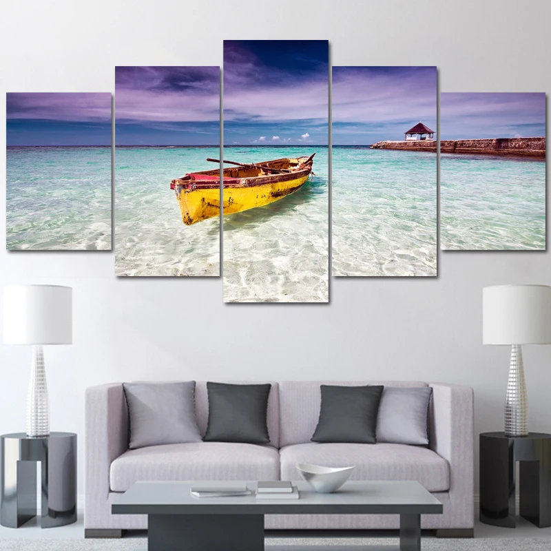 

Island without memory 5 pcs Modern Home Wall Decor Canvas Picture Art HD Print Painting On Canvas for Living Room