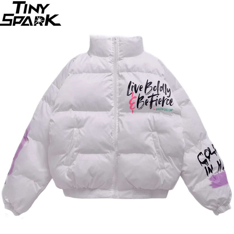 Хип-хоп куртка ParkaLetter с принтом граффити в аду уличная Мужская ветровка Harajuku зимняя стеганая куртка Пальто Верхняя одежда новая