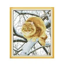Толстый кот на дереве набор для вышивки крестиком 14ct 11ct предварительно штампованный холст вышивка DIY рукоделие ручной работы