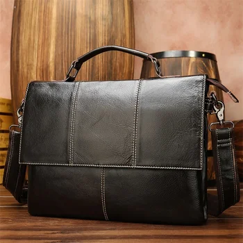 

Men Small Briefcase Shoulder Bag Genuine Leather Briefcases Handbag Leather Messenger Bags Hombre Homme For IPAD Aktetas Mannen