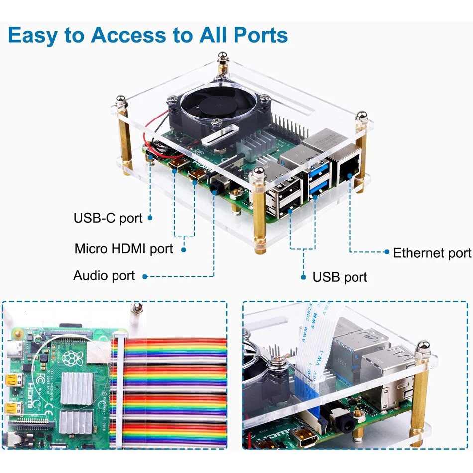 Чехол для Raspberry Pi 4 B, чехол с охлаждающим вентилятором радиаторы для Raspberry Pi 4 Модель B pi 3 B+/3B/2B