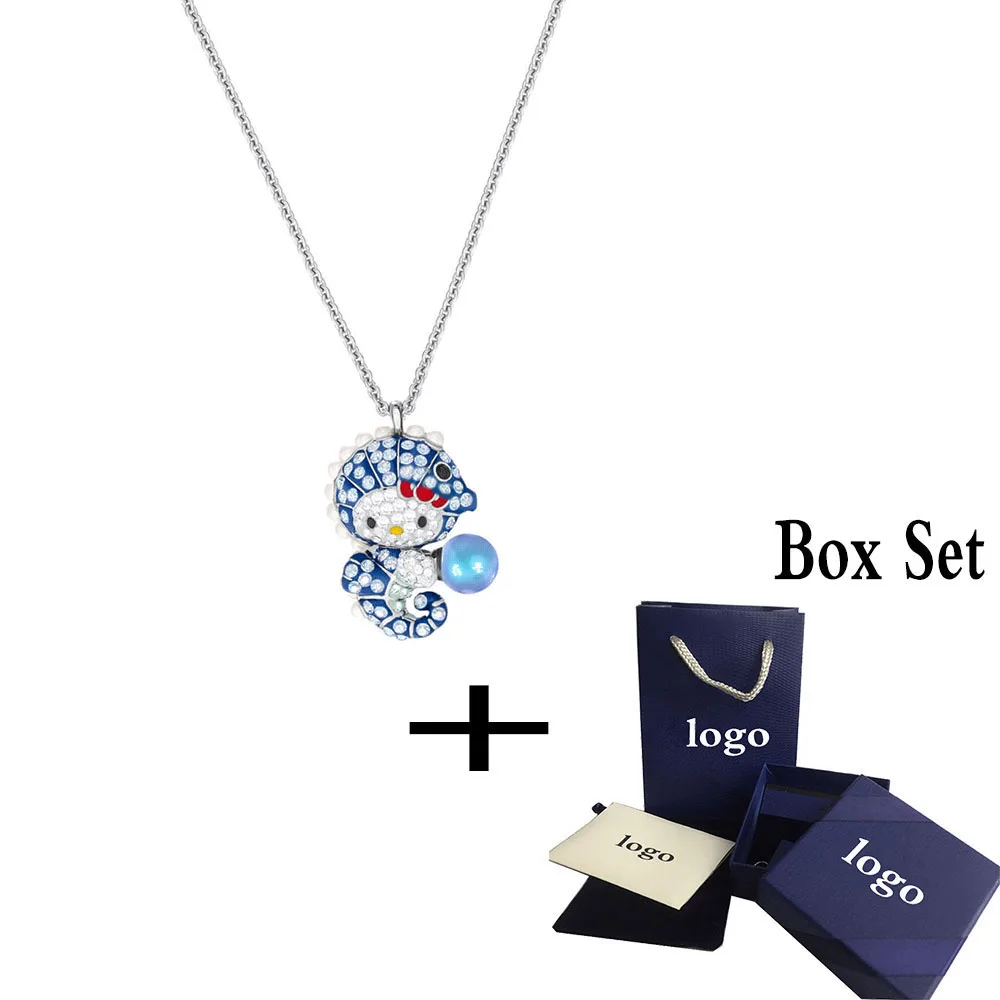 

SWA RO 2019 Summer New SEAHORSE Pendant Shiny Cute and Interesting Seahorse Pattern Crystal Female Romantic Clavicle Necklace