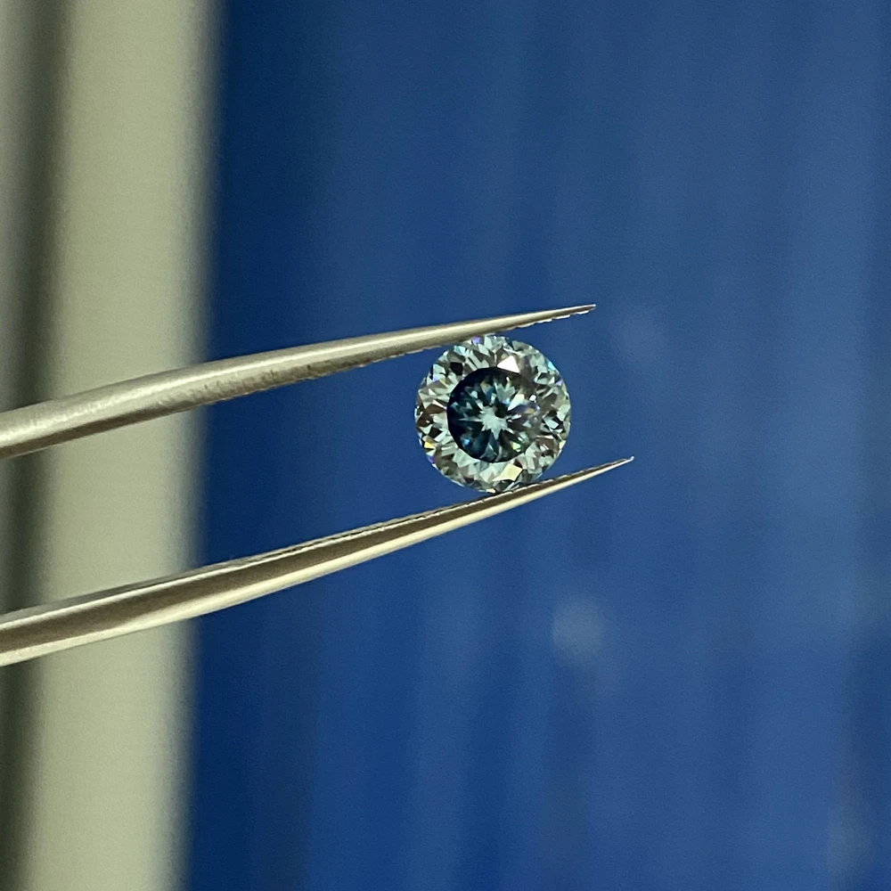 Meisidian Newest Lab Created Excellent 1 Karat 6.5mm 100 Faceted Cut Blue Sapphire Moissanite Diamond Price Per Carat