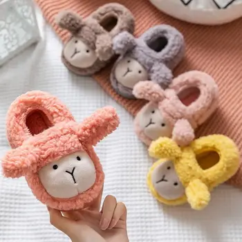 

New Kids Slippers For Girls Indoor Cartoon Sheep Toddlers Home Shoes For Children Winter Boys Bedroom Slippers Velvet Baby Boots