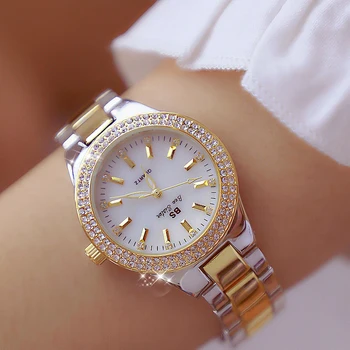 Luxury Brand Lady Crystal Watch Women Dress Diamond Fashion Rose Gold Quartz Female Stainless Steel Wristwatches 1