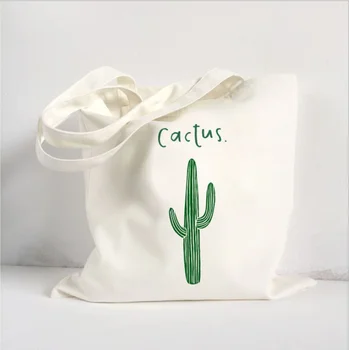 

Folding Shopping Bag Eco-friendly Reusable Portable Shoulder Fashion Green cactus Customizable logo Advertising slogan bag