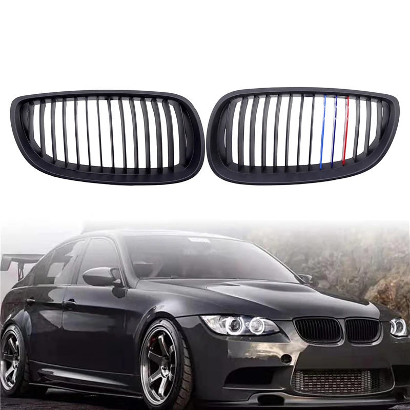 

1 Pair Gloss Matte M-color Replacement Front Bumper Kidney Grille Grills For BMW E92 E93 3 Series 320i 328i 330i LCI 2006-2009