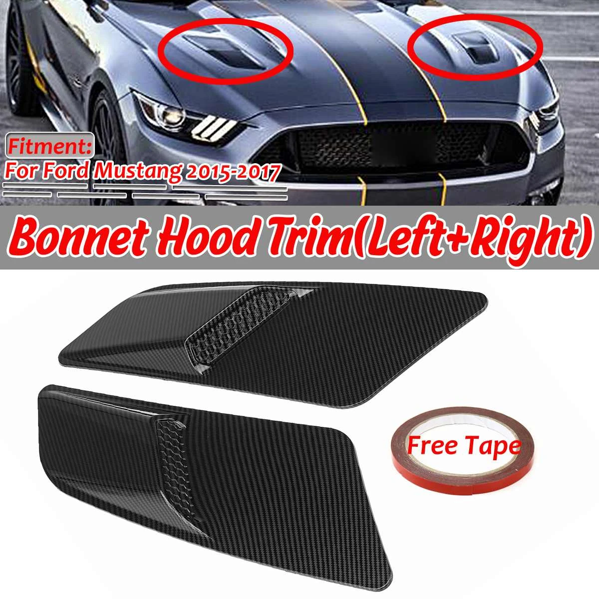 Pair Universal Hoods Cover Trim Car Front Hood Air Intake Trim Scoop
