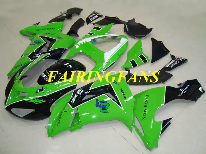 Мотоциклетный вставной Обтекатель тела комплект для KAWASAKI Ninja ZX10R 06 07 ZX 10R 2006 2007 ABS зелено-черные Обтекатели Кузов+ подарки KP03