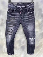 Pantalones vaqueros de moto para hombre, ropa de tendencia de moda, lavados, desgastados, con agujeros, puntos de pintura, T115 1, 2021