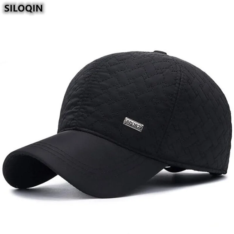 SILOQIN, новинка, Мужская зимняя шапка, регулируемый размер, теплая хлопковая бейсболка, трендовые утолщенные наушники, для отдыха, с язычком, кепка s Gorra Hombre
