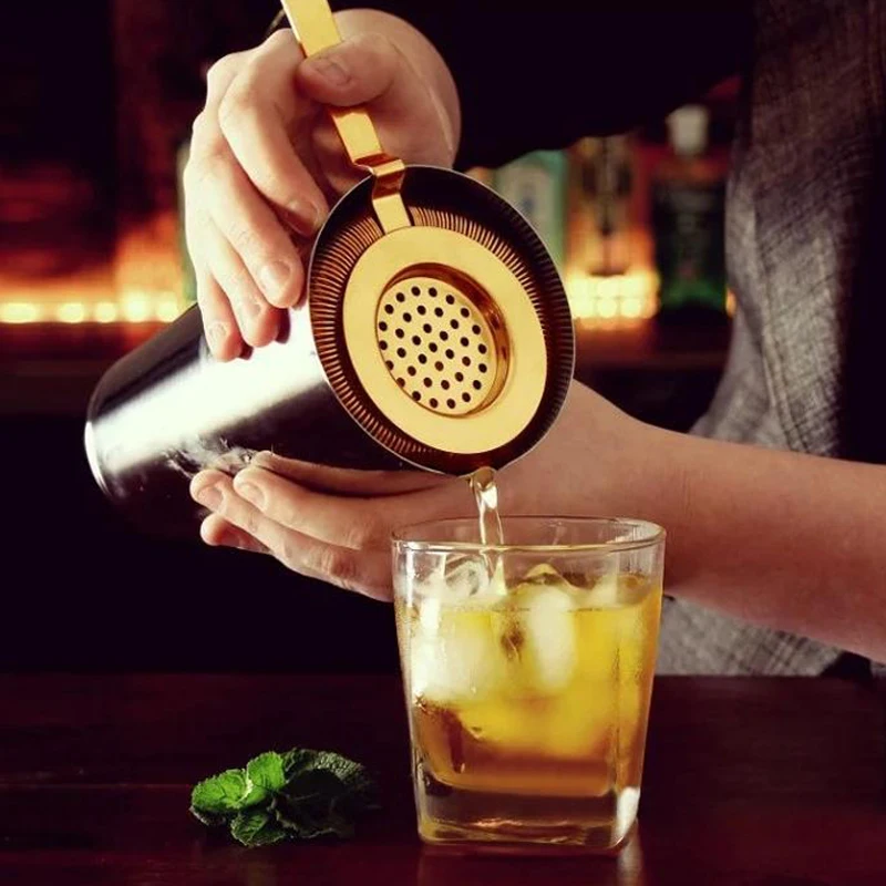 Custom Stainless Steel Colorful Cocktail Ice Bar Strainer for kitchen