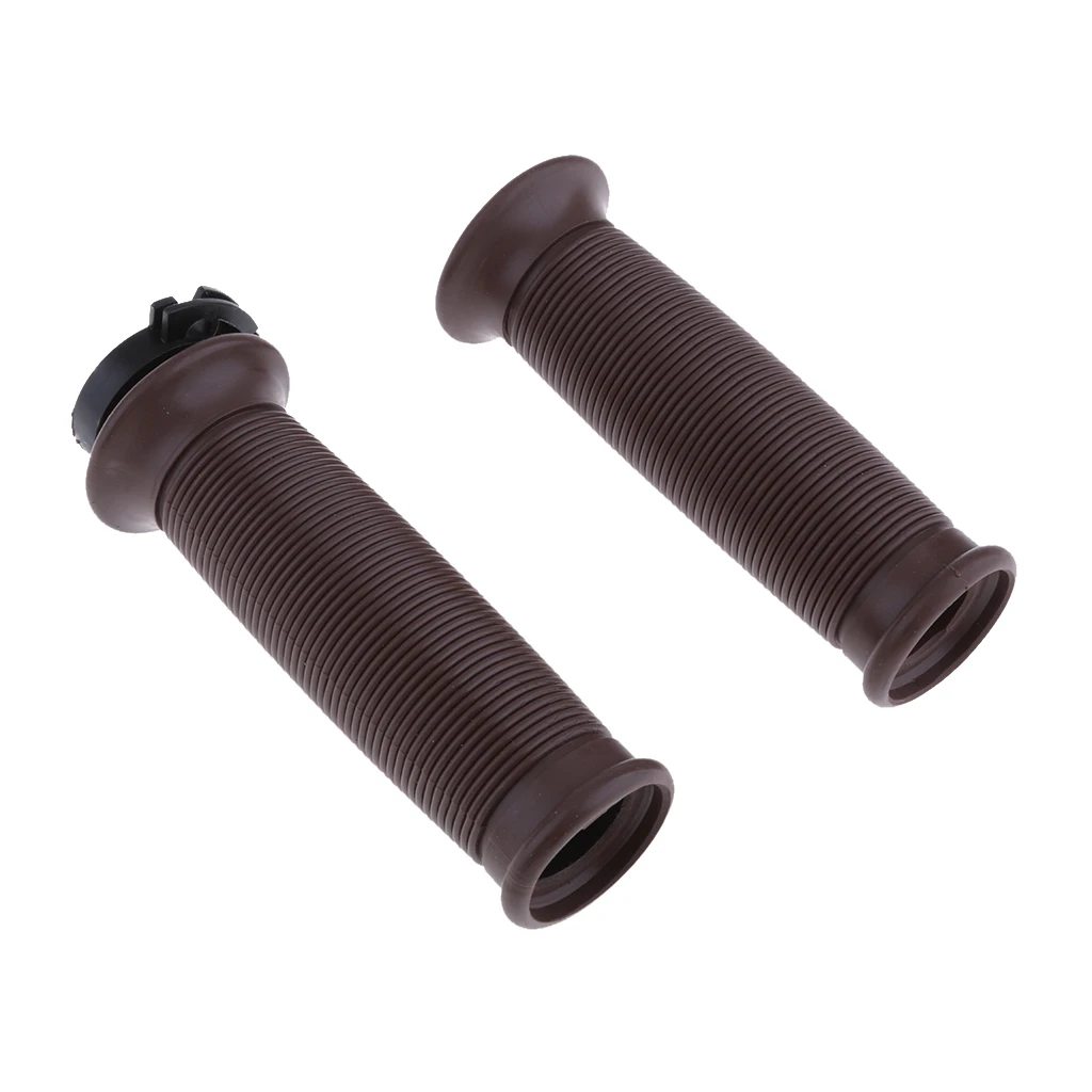 7/8'' 22mm Motorbike Handlebar Throttle Hand Grips Vintage Cafe Racer Brown for Yamaha Suzuki Kawasaki and BMW