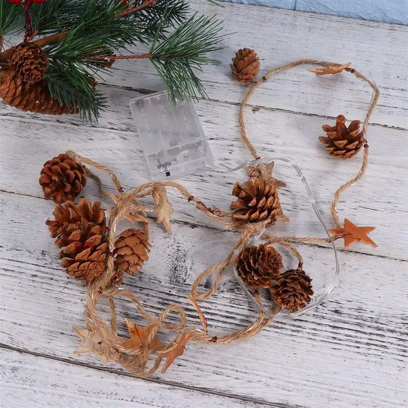 Copper Wire Light String Christmas Pinecone Bell Lamp String Chic Garland Light Winter Holiday New Year Decor(Warm White