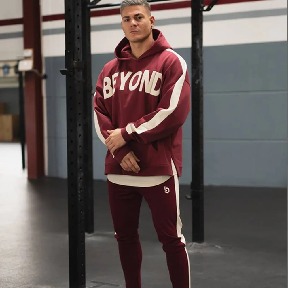 Hoodie Pants Set Autumn New Men Casual Loose Sweatshirt Jogger Sweatpants Male Cotton Jacket Sportswear Trousers 4