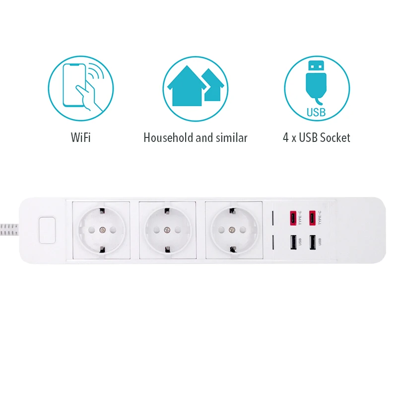 WiFi Smart power Strip внешний разветвитель розетки с usb type-c Защита от перенапряжения «Умная» вилка пульт дистанционного управления для Alexa Google Home