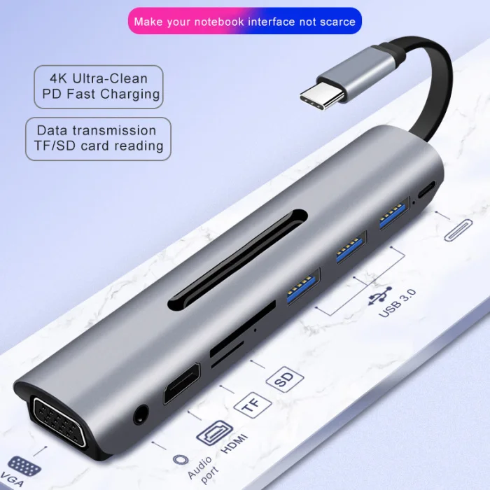Многофункциональный USB-C к HDMI VGA разъем аудио адаптер для ПК компьютера ноутбука PUO88