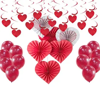 

1 Set Hanging Love Heart Banner Decoration Adornment Balloons Set Loving Heart Decor Romantic Pendant For Wedding Supplies A35