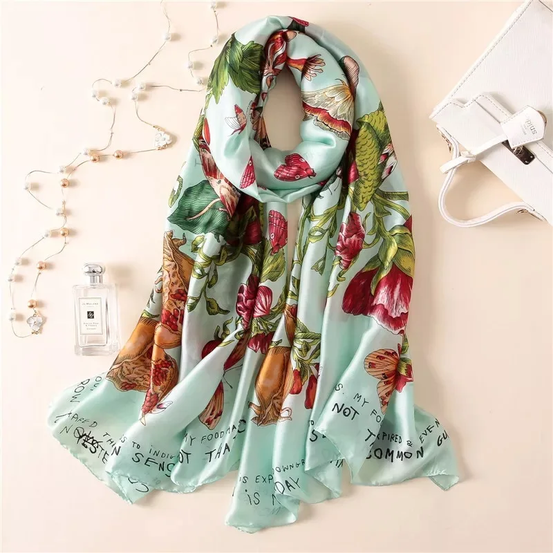 Роскошный бренд хиджаб летние женские шарфы мягкие длинные шелковые шарфы с принтом женские шаль и накидка пашмины бандана пляжные палантины - Цвет: 58