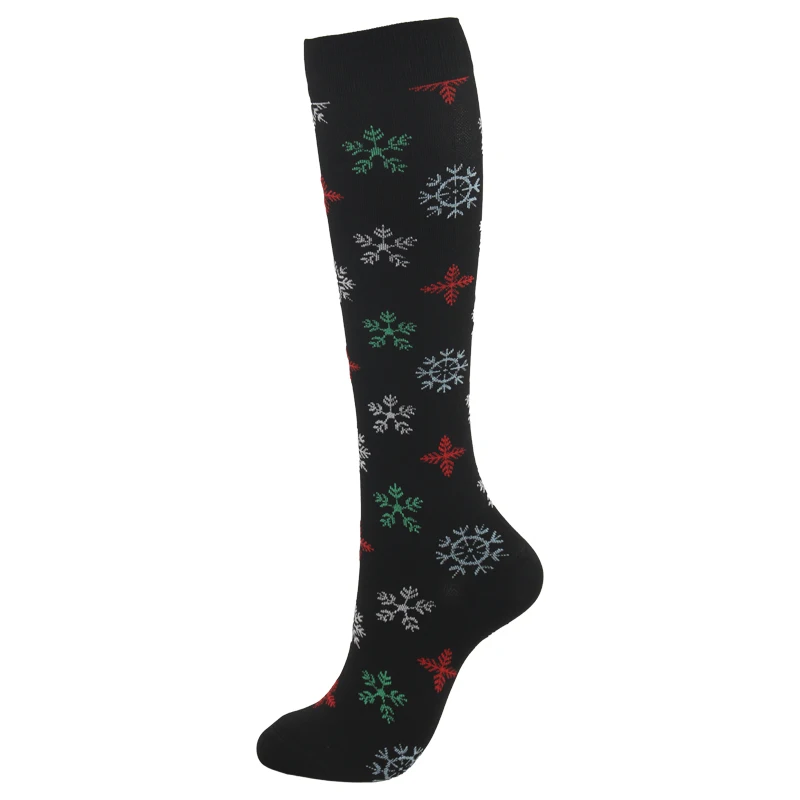 Рождественские Компрессионные гольфы высокого качества для мужчин и женщин, компрессионные носки для бега с спортивным узором, высокие нейлоновые носки для бега
