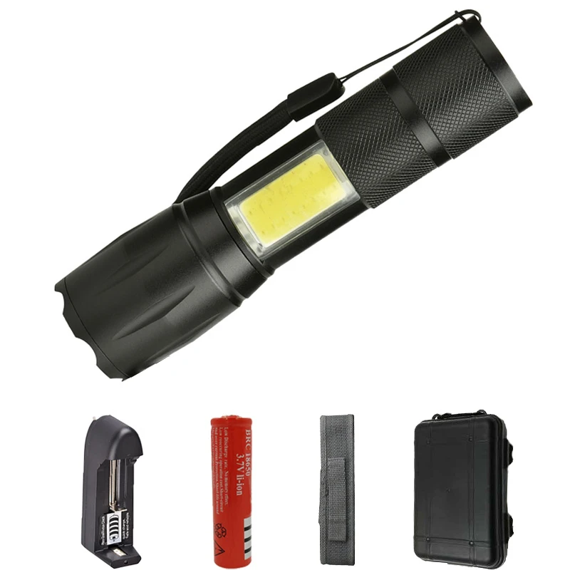 

Z20 A100C LED Flashlight XML-T6 + COB 5000LM flashlight waterproof defensiveled torch lantern 4 Modes Zoomable for Camping
