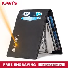 

Engraving Super Slim Soft Wallet Genuine Leather Mini Credit Card Wallet Purse Card Holders Men Wallet Thin Small Money Clip